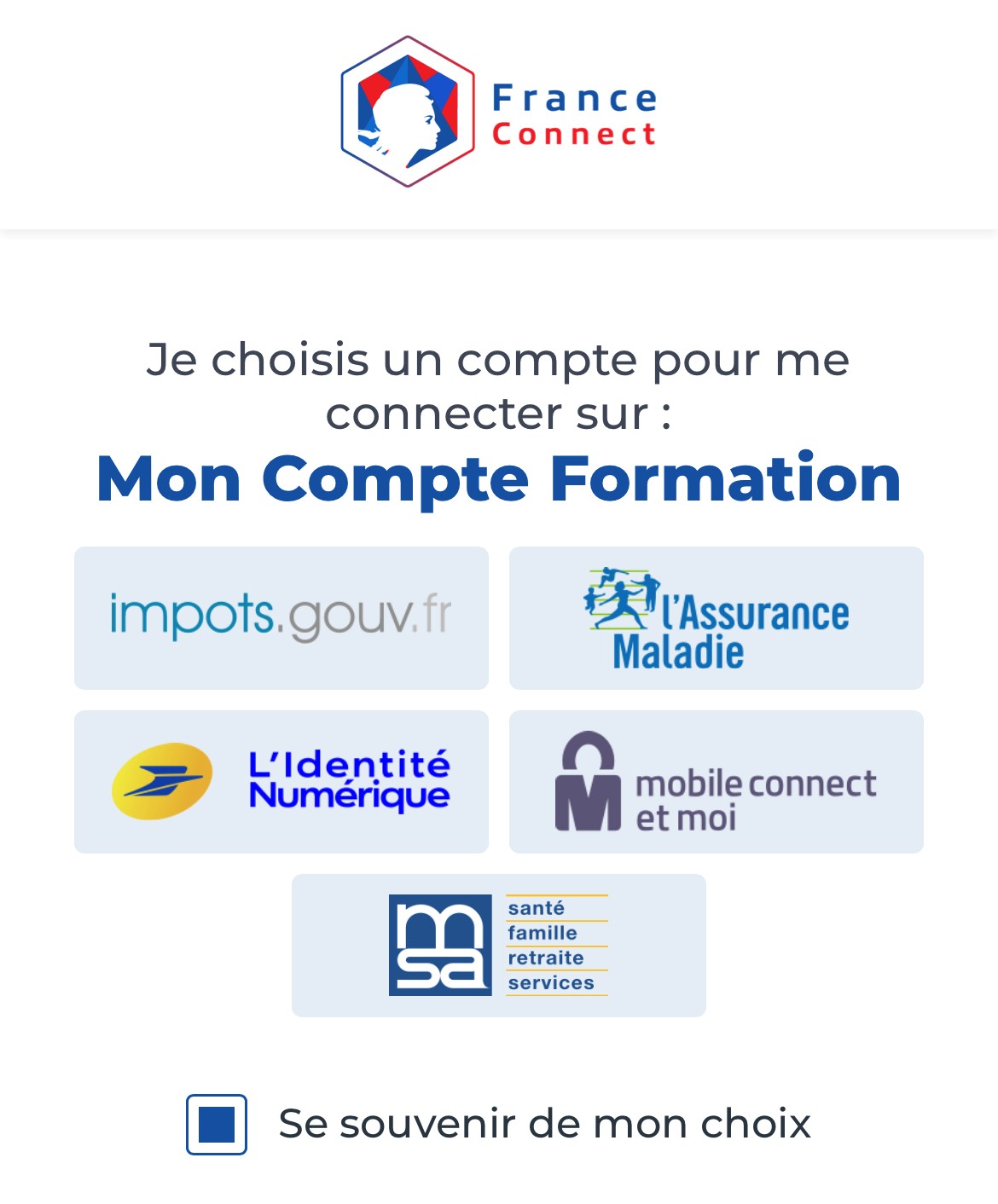 Connexion avec FranceConnect 